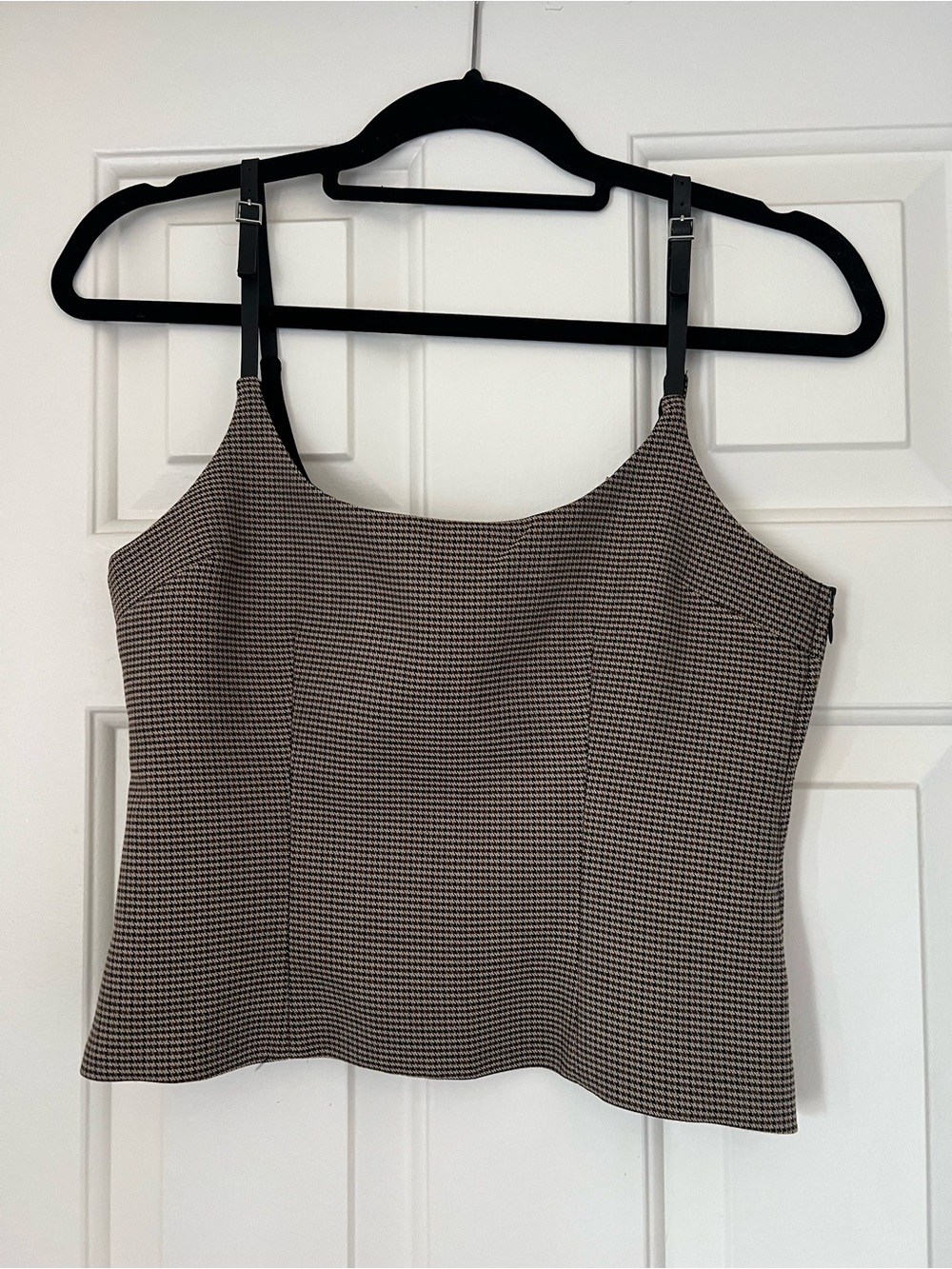 Zara Black and Brown Houndstooth Camisole
